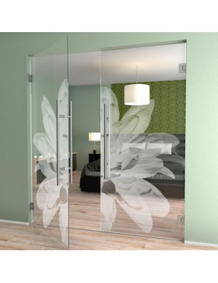 Pendeltür Blume 2 Gelasert Auf Klarglas