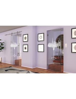 Pendeltür My City Gelasert Auf Klarglas