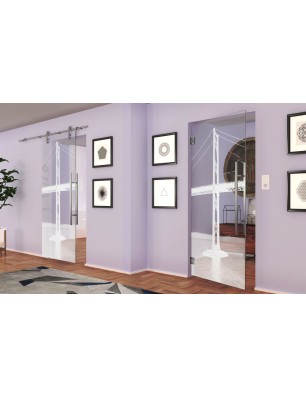 Pendeltür Golden Gate Gelasert Auf Klarglas