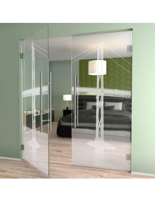 Pendeltür Golden Gate Gelasert Auf Klarglas