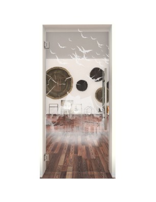 Pendeltür Spukhaus Gelasert Auf Klarglas