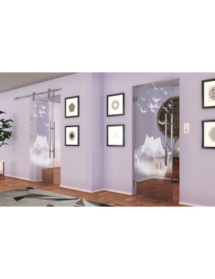 Pendeltür Spukhaus Gelasert Auf Klarglas