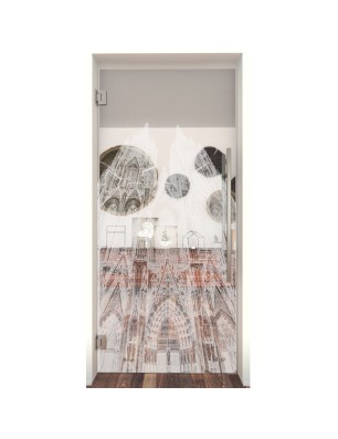 Pendeltür Köln Gelasert Auf Klarglas