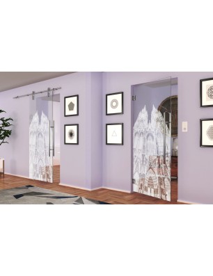 Pendeltür Köln Gelasert Auf Klarglas