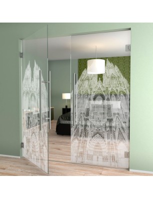 Pendeltür Köln Gelasert Auf Klarglas