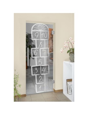 Pendeltür Hopscotch Gelasert Auf Klarglas