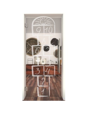 Pendeltür Hopscotch Gelasert Auf Klarglas