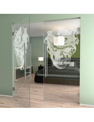 Pendeltür Skull 4 Gelasert Auf Klarglas