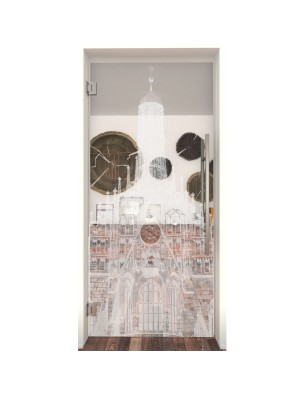 Pendeltür Frauenkirche Gelasert Auf Klarglas