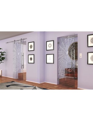 Pendeltür Netz Gelasert Auf Klarglas