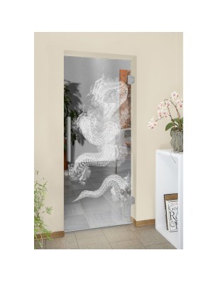 Pendeltür Dragon Gelasert Auf Klarglas