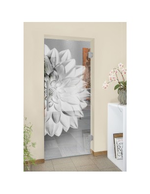 Pendeltür Blume 4 Gelasert Auf Klarglas