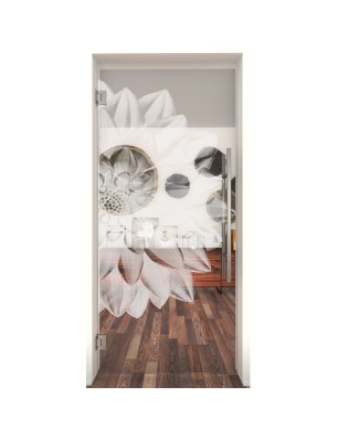 Pendeltür Blume 4 Gelasert Auf Klarglas