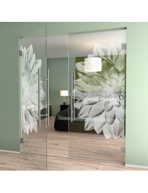 Pendeltür Blume 4 Gelasert Auf Klarglas