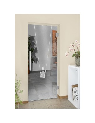 Pendeltür Schaukel Gelasert Auf Klarglas