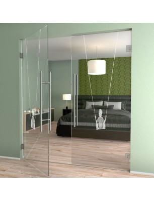 Pendeltür Schaukel Gelasert Auf Klarglas