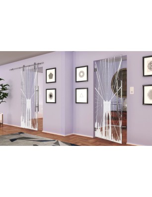 Pendeltür Brooklyn Gelasert Auf Klarglas