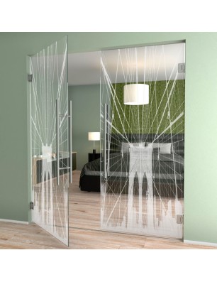 Pendeltür Brooklyn Gelasert Auf Klarglas