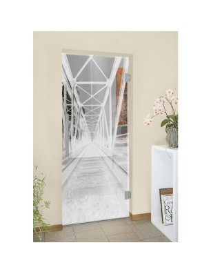 Pendeltür Gleise Gelasert Auf Klarglas