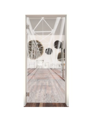 Pendeltür Gleise Gelasert Auf Klarglas