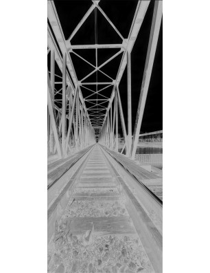 Pendeltür Gleise Gelasert Auf Klarglas