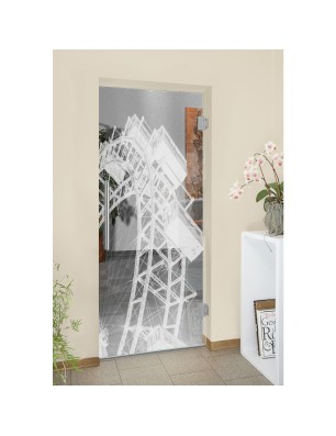 Pendeltür Riesenrad Gelasert Auf Klarglas