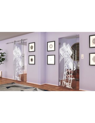 Pendeltür Riesenrad Gelasert Auf Klarglas