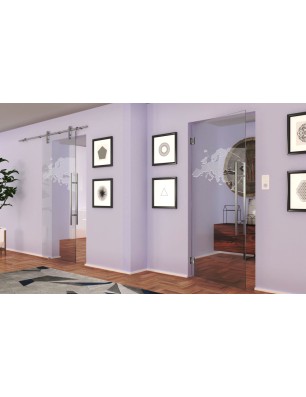 Pendeltür Europa Gelasert Auf Klarglas