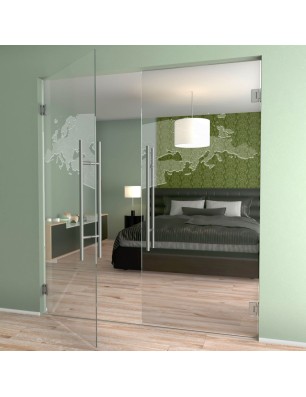 Pendeltür Europa Gelasert Auf Klarglas