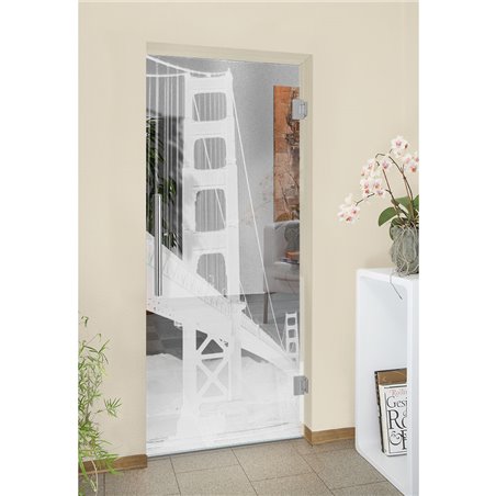 Pendeltür San Fransisco Gelasert Auf Klarglas