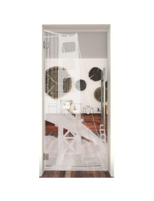 Pendeltür San Fransisco Gelasert Auf Klarglas