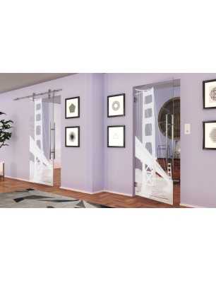 Pendeltür San Fransisco Gelasert Auf Klarglas