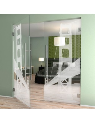 Pendeltür San Fransisco Gelasert Auf Klarglas