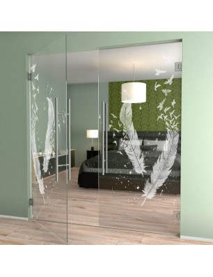 Pendeltür Phönix II Gelasert Auf Klarglas