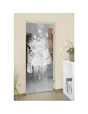 Pendeltür Astronaut Gelasert Auf Klarglas