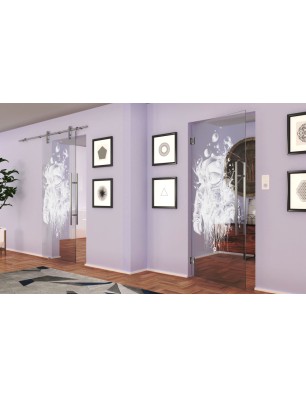 Pendeltür Astronaut Gelasert Auf Klarglas