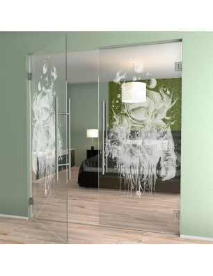 Pendeltür Astronaut Gelasert Auf Klarglas