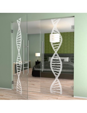 Pendeltür "DNA" Gelasert Auf Klarglas