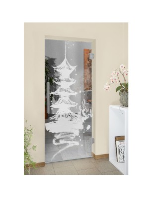 Pendeltür Pagode III Gelasert Auf Klarglas