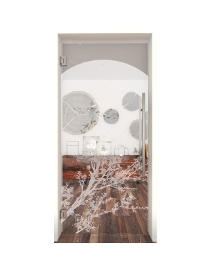 Pendeltür Mond Gelasert Auf Klarglas