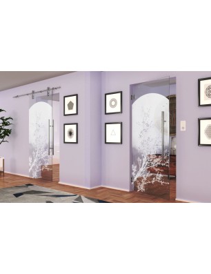 Pendeltür Mond Gelasert Auf Klarglas