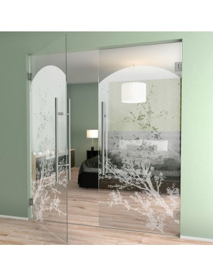 Pendeltür Mond Gelasert Auf Klarglas