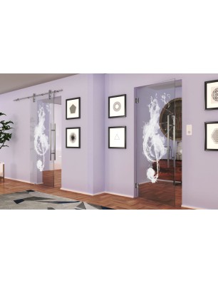 Pendeltür Burning Musik Gelasert Auf Klarglas