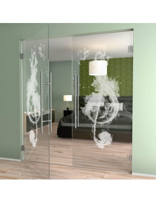 Pendeltür Burning Musik Gelasert Auf Klarglas