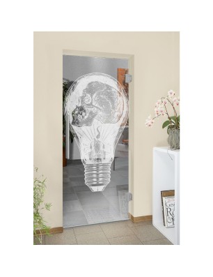 Pendeltür Skull Gelasert Auf Klarglas