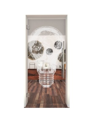 Pendeltür Skull Gelasert Auf Klarglas