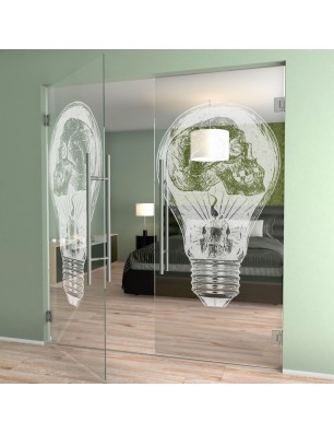 Pendeltür Skull Gelasert Auf Klarglas