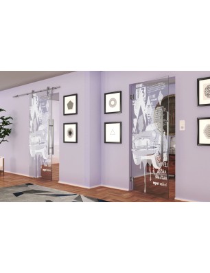 Pendeltür Auto Gelasert Auf Klarglas