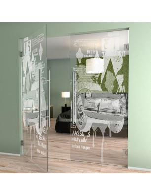 Pendeltür Auto Gelasert Auf Klarglas