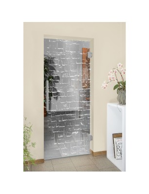 Pendeltür Steinwand Gelasert Auf Klarglas